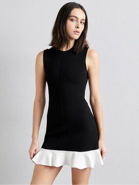 SANDRO Cropped two-tone dress